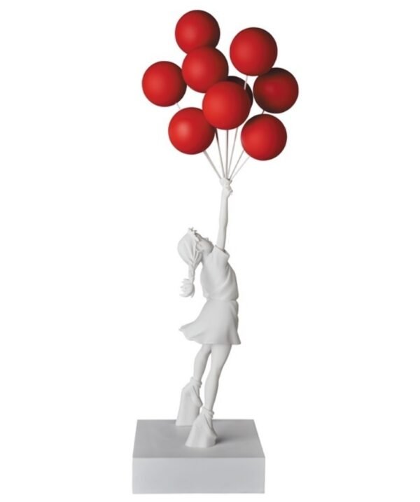 Banksy Flying Balloons Girl white with red balloons