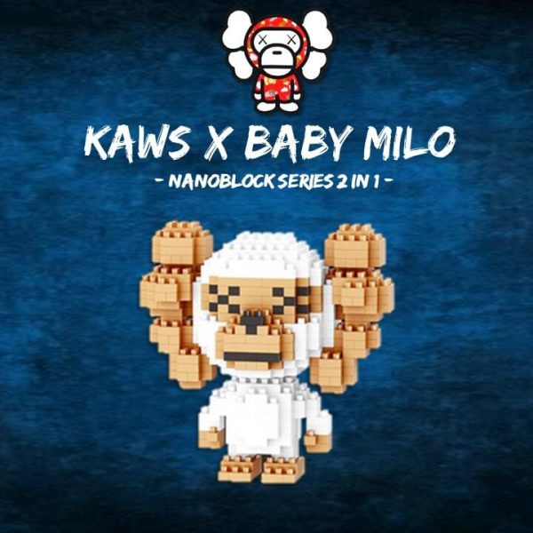 Kaws x Bape Baby Milo 2in1 nanoblock series white