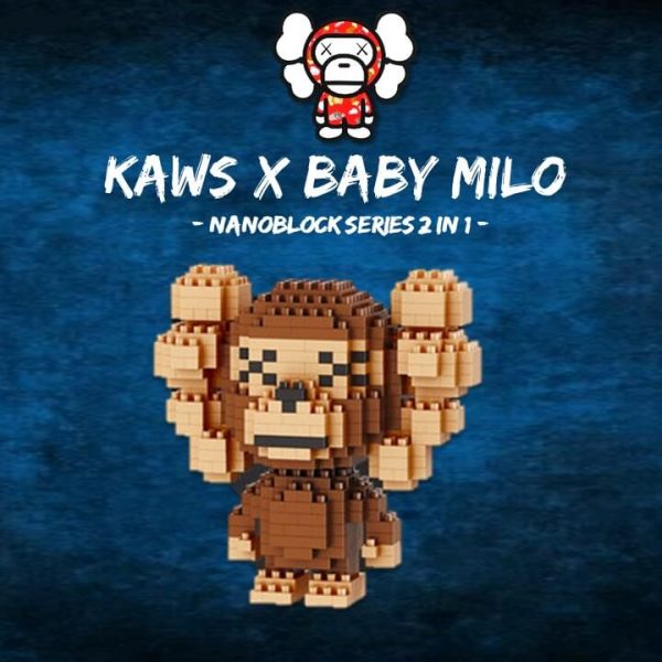 Kaws x Bape Baby Milo 2in1 nanoblock series brown